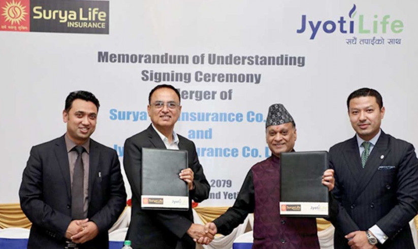 सूर्या लाइफ  र ज्योति लाइफबीच मर्जर सम्झौता, कम्पनीको स्वाप रेसियो पछि निर्धारण हुने