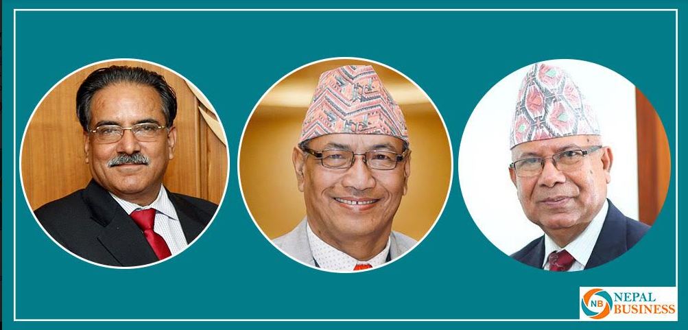 गठबन्धनको बैठकअघि सिंहदरबारमा प्रचण्ड, नेपाल र श्रेष्ठबीच छलफल