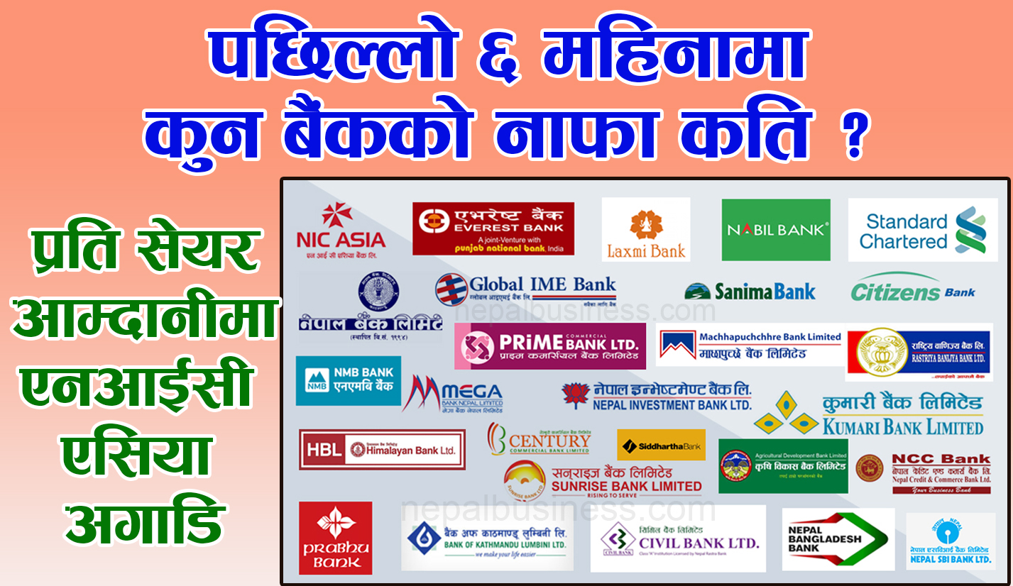 वाणिज्य बैंकहरुको नाफा बढ्यो, कसको कति ? प्रति सेयर नाफामा एनआईसी अगाडि