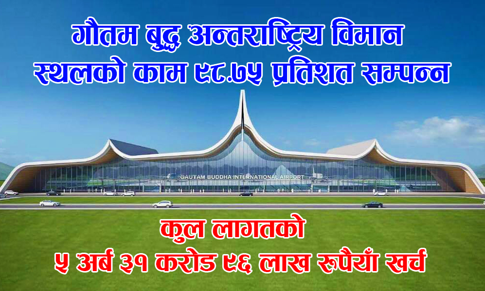 गौतम बुद्ध अन्तराष्ट्रिय विमान स्थलको काम ९८.७५ प्रतिशत सम्पन्न, कुल लागतको  ७८ प्रतिशत खर्च 