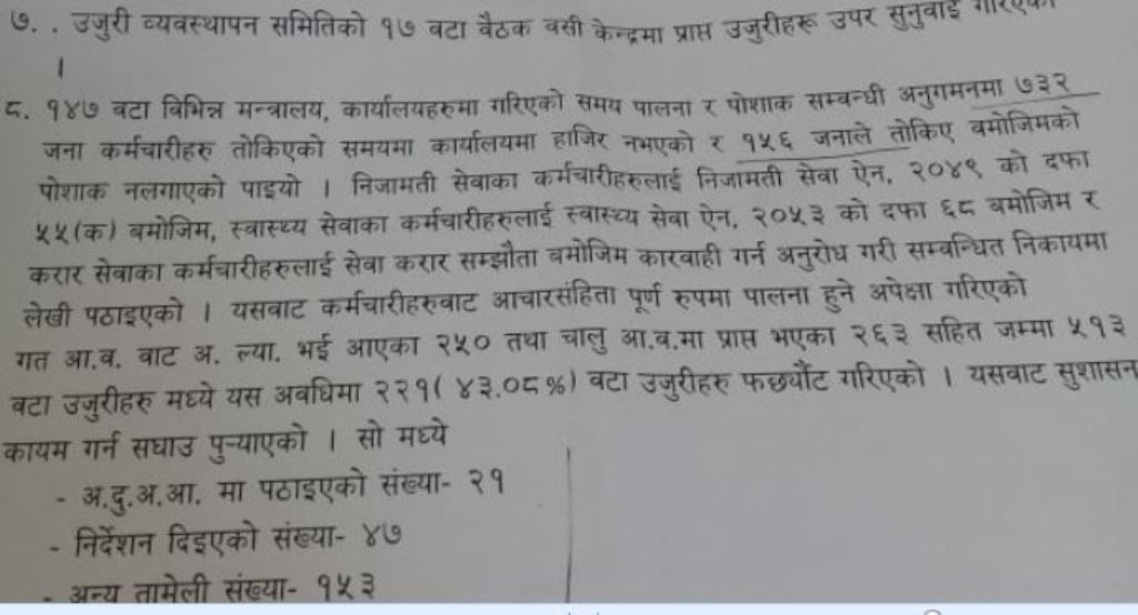 समयमा आउँदैनन् कर्मचारी  : ७३२ लाई कारबाही सिफारिस