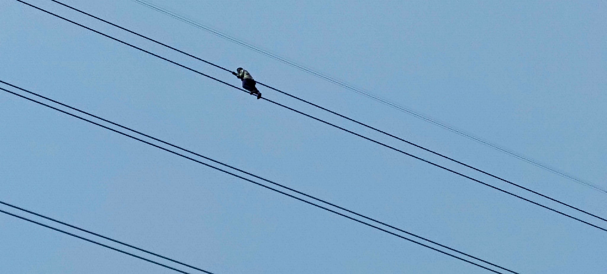 विद्युतीय पोलमा चढेका व्यक्तिलाई तल झार्न प्रहरीको प्रयाश