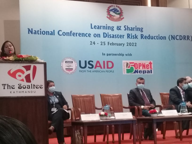 काठमाडौँमा विपदसम्बन्धी राष्ट्रिय सम्मेलन : जोखिम कम गर्न वित्तीय व्यवस्थापनमा जोड